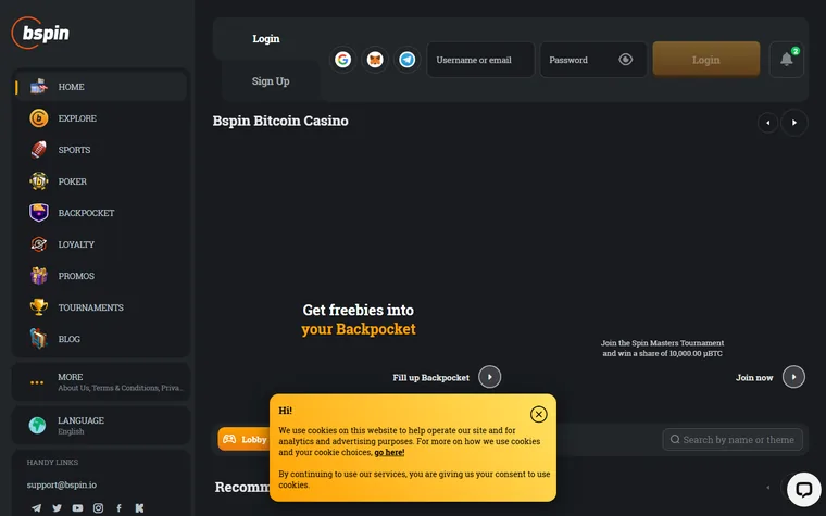 The front page of bspin.io