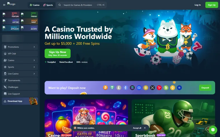 The front page of wild.io